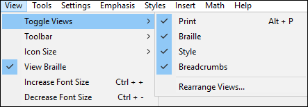 View window with Toggle Views highlighted